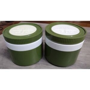 Vintage THERMOS King-Seeley Model 1155/3 Insulated Jar 8 oz Set of 2 Olive Green
